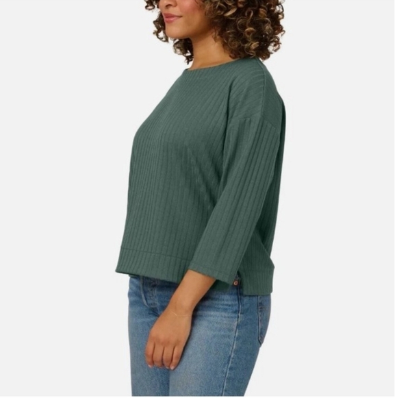 NWT Adrianna Papell Women's  Ribbed Top 3/4 Sleeve, Teal XXL - Picture 3 of 5